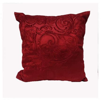Red patterned velvet cushion cover