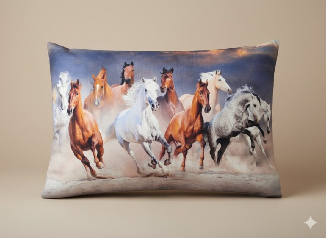 روبالشی طرح تابلو اسب های وحشی