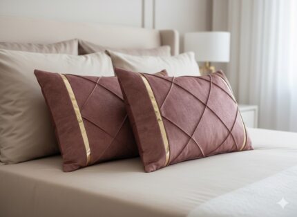 روبالشی نوار دار مخصوص مهمان رنگ پیازی اصیل و با کیفیت و ارزان