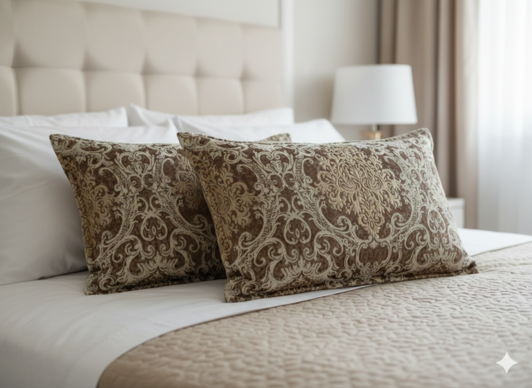 روبالشی مخمل مبلی عروس رنگ قهوه ای مناسب جهاز