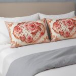 رو بالشی گل گلی عروس طلایی گلبهی سه بعدی شیک و ارزان