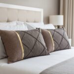 رو بالشی مخمل نوار دار مجلسی شیک قهوه ای سبز