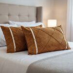 روبالشی نوارد دار مجلسی پارچه مبلی کادویی عسلی