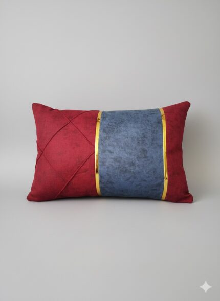 رو بالشی یلدایی قرمز و آبی نوار دار شیک مجلسی