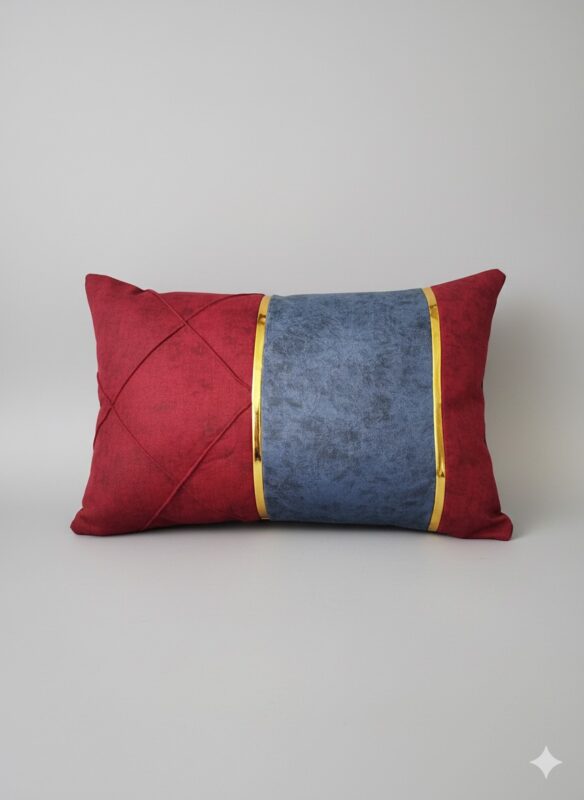 رو بالشی یلدایی قرمز و آبی نوار دار شیک مجلسی