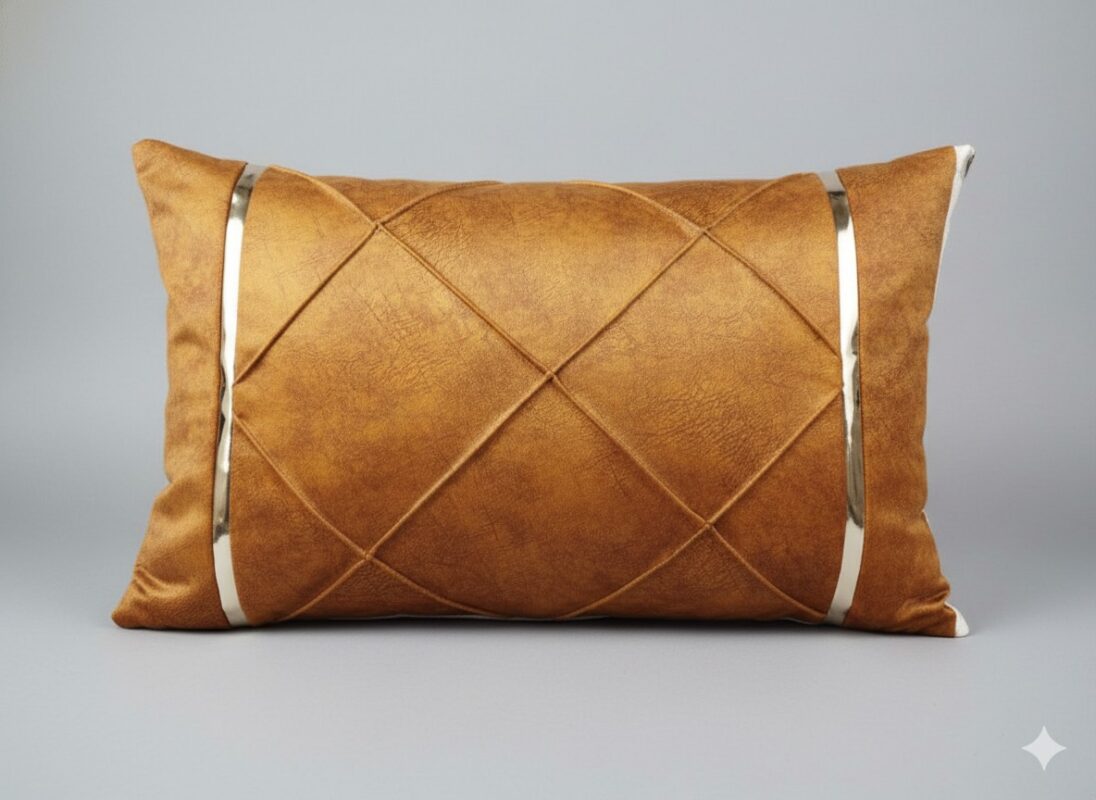 روبالشی نوارد دار مجلسی پارچه مبلی کادویی عسلی