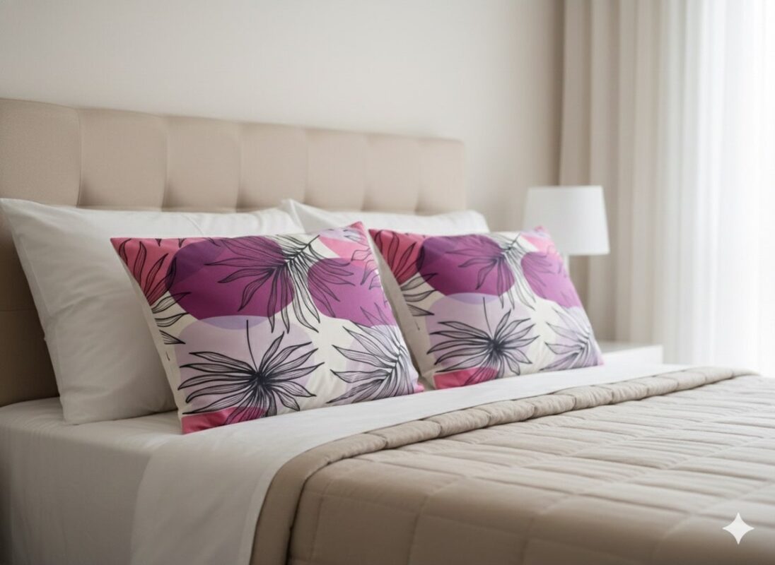 رو بالشی مینیمال گلدار ارزان و با کیفیت زیباصورتی