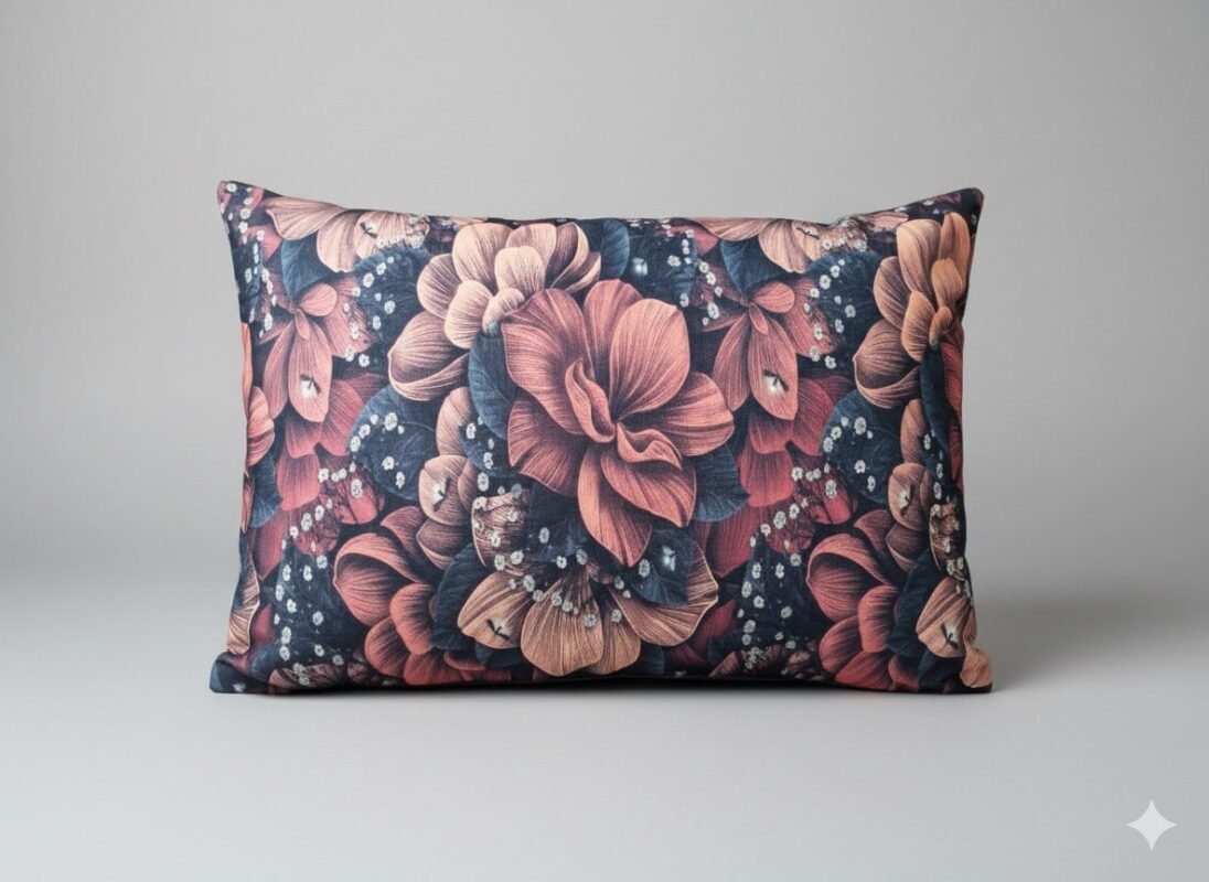 روبالشی نرم و گلدار مشکی