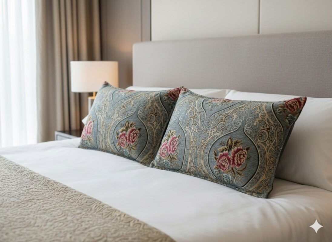 روبالشی زردار مخمل مبلی