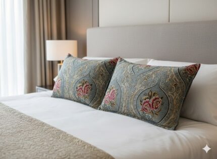 روبالشی زردار مخمل مبلی