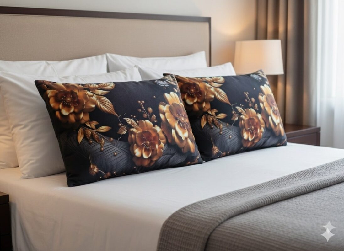 روبالشی نرم گلدار مشکی