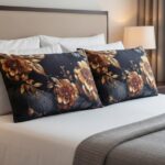 روبالشی نرم گلدار مشکی