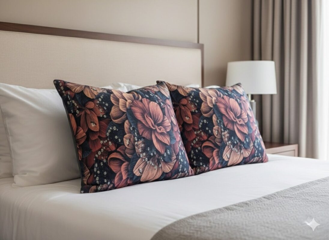 روبالشی نرم و گلدار مشکی