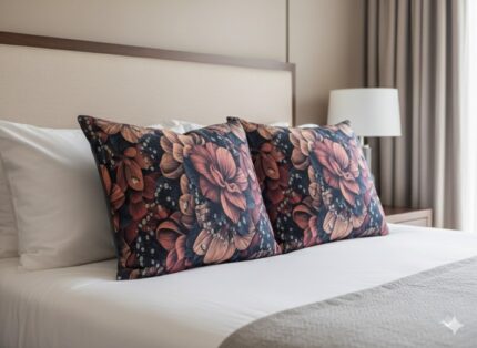 روبالشی نرم و گلدار مشکی