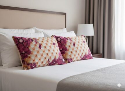 رو بالشی نرم گلدار بنفش عروس