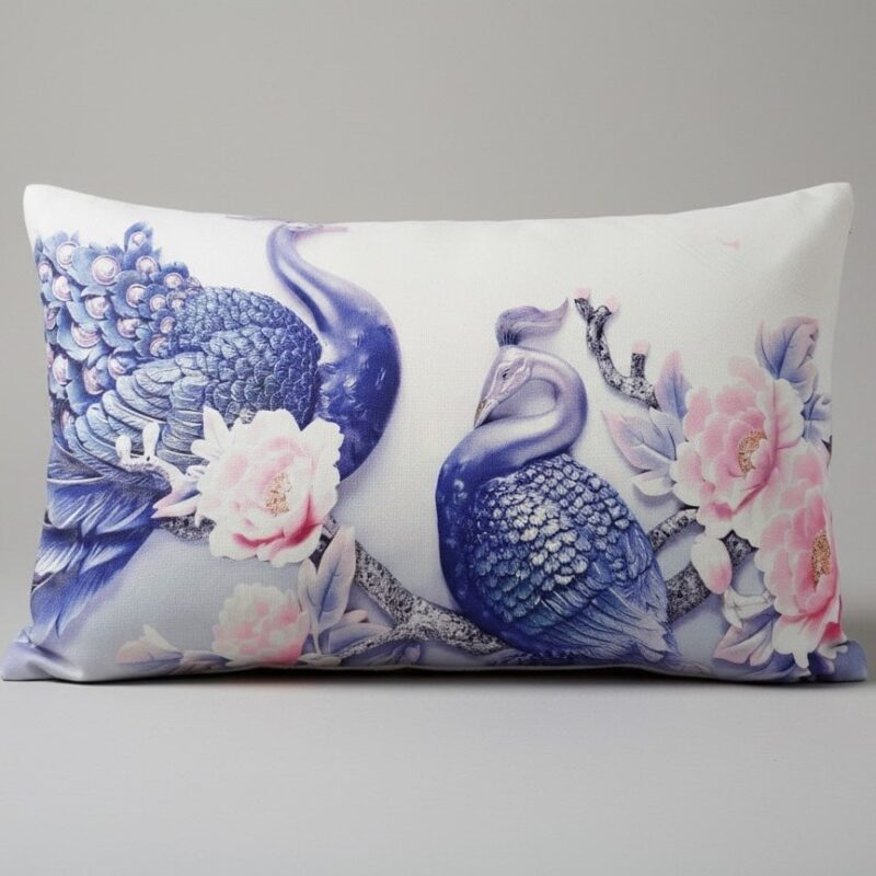 روبالشی بنفش چاپی طرح طاووس