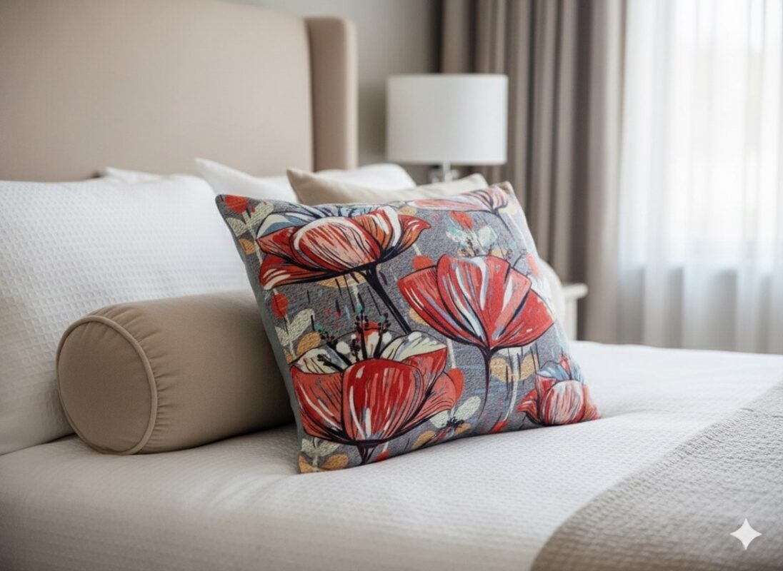 رو بالشی مینیمال اسپرت گل طوسی