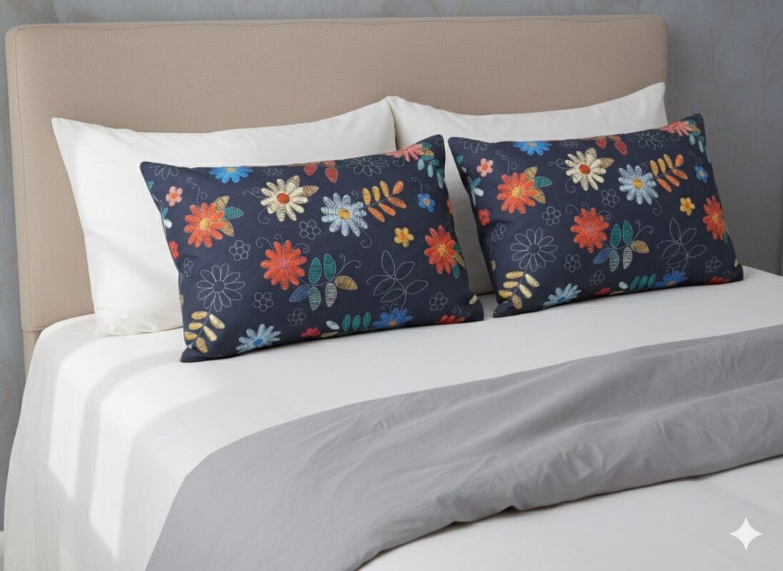 رو بالشی گل سه یعدی مشکی