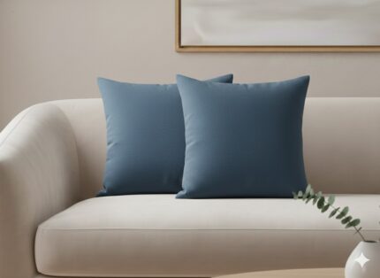 کوسن ساده و شیک مخمل مبلی کاربنی آبی سرمه ای