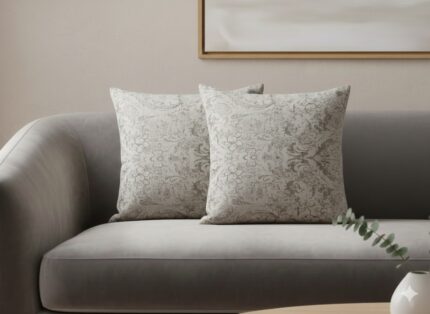 کوسن ساده و شیک مخمل مبلی طوسی نوک مدادی نقره ای