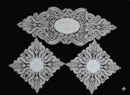 رومیزی جلو مبلی قطان دوری کرم شیری ارزان ترکیه