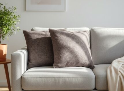 کاور کوسن مخمل قهوه ای ساده مینیمال مبل راحتی و سلطنتی