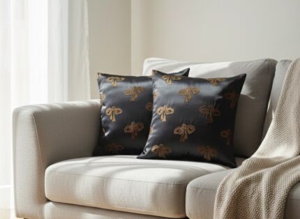 کوسن شیک ساتن مبلی ارزان مبل راحتی و چستر مشکی طلایی