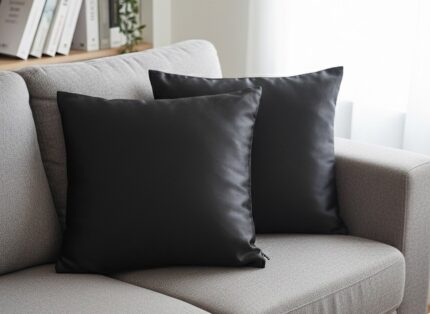 کوسن شیک ساتن مبلی ارزان مبل راحتی و چستر مشکی ساده