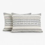 روبالشی سوپر لوکس مخمل مبلی جهیزیه و عروس طوسی کرم طرح بوهم