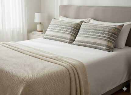 روبالشی سوپر لوکس مخمل مبلی جهیزیه و عروس طوسی کرم طرح بوهم