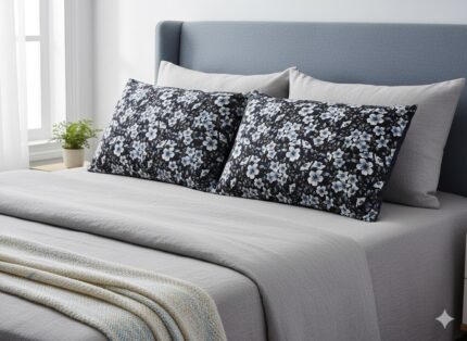 روبالشی گلدار مشکی