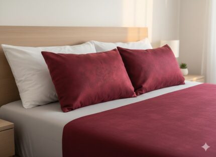 رو بالشی مخمل نرم مناسب عروس و جهیزیه بسیار نرم مناسب خواب اناری قرمز